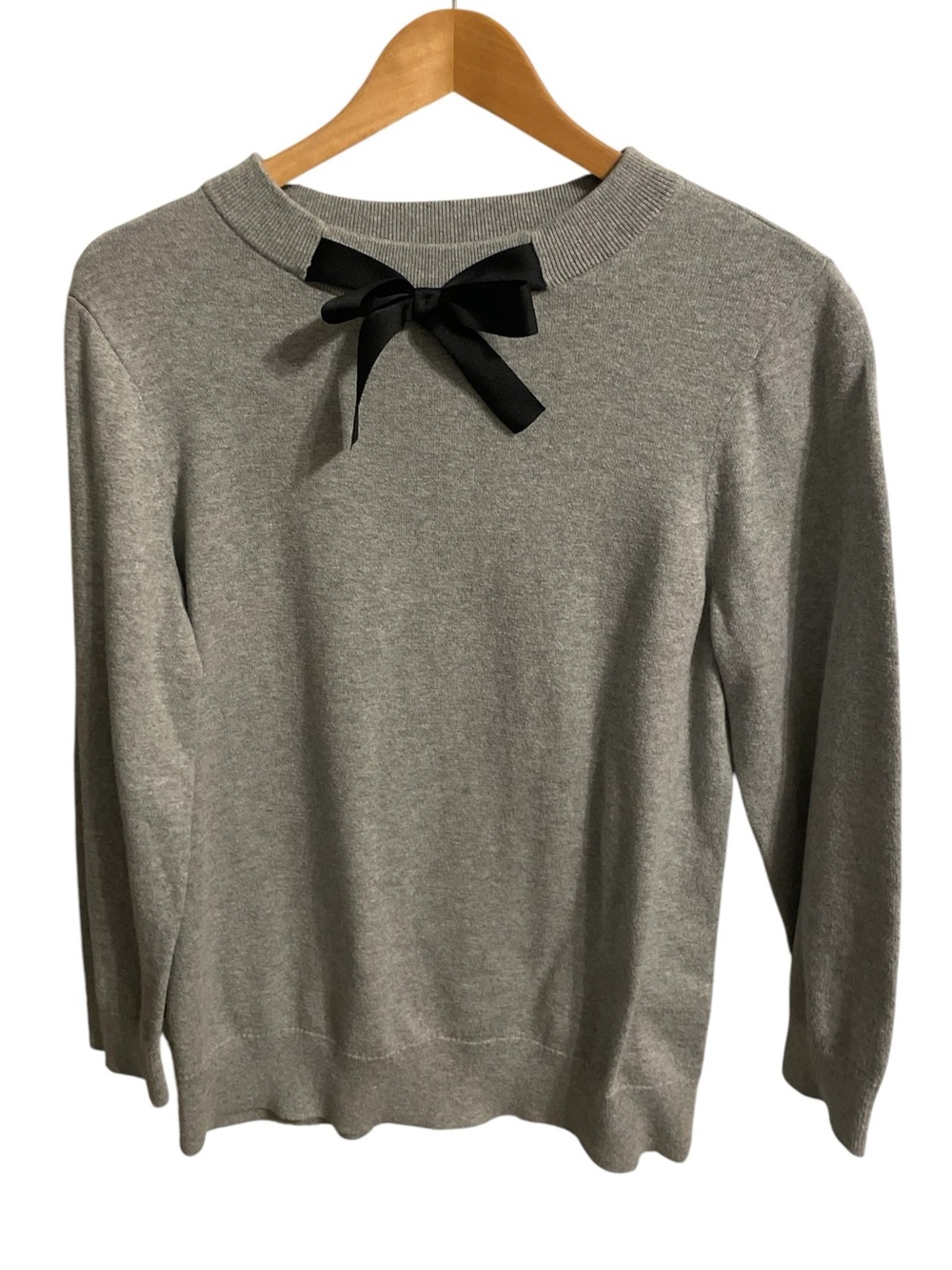 I3- Gray Sweater with Black Bow - Women's Pullover J.Crew Mercantile